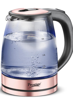 Prestige PKGB 1.8 Litre Electric Glass Kettle| LED Power Indicator| Borosilicate Glass| Automatic Power Cut-Off| Concealed Element| 360 Degree Swivel| Cool Touch Handle 