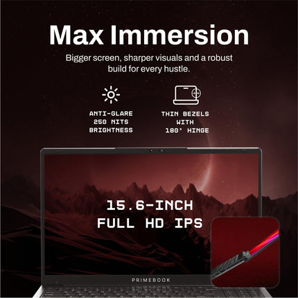 Primebook 2 Max 2025 (New Launch) | 8GB RAM, 256GB UFS Storage | 15.6-Inch Full HD IPS Display | 12hrs Battery | MediaTek Helio G99 | Android 15 (PrimeOS 3.0) | Backlit Keyboard | in-Built AI 