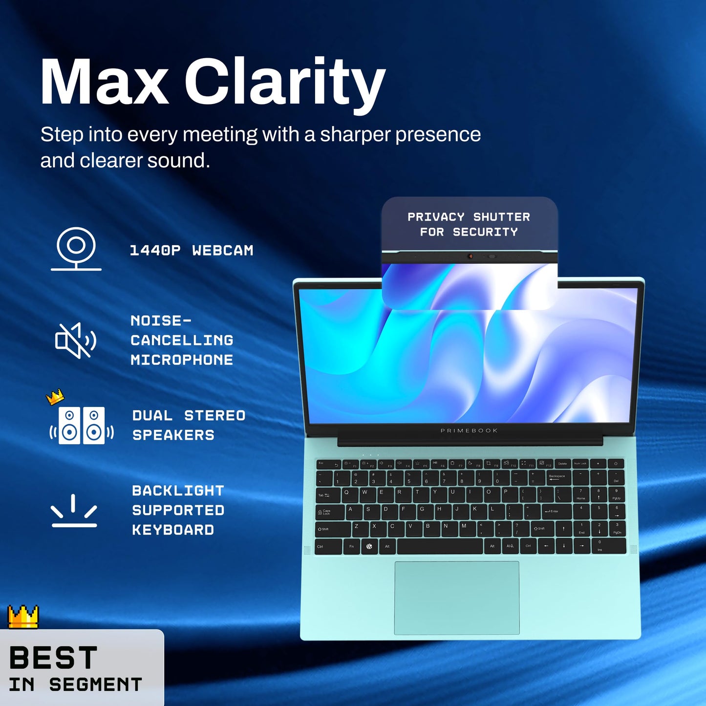 Primebook 2 Max 2025 (New Launch) | 8GB RAM, 256GB UFS Storage | 15.6-Inch Full HD IPS Display | 12hrs Battery | MediaTek Helio G99 | Android 15 (PrimeOS 3.0) | Backlit Keyboard | in-Built AI | Aqua 