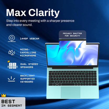 Primebook 2 Max 2025 (New Launch) | 8GB RAM, 256GB UFS Storage | 15.6-Inch Full HD IPS Display | 12hrs Battery | MediaTek Helio G99 | Android 15 (PrimeOS 3.0) | Backlit Keyboard | in-Built AI | Aqua 
