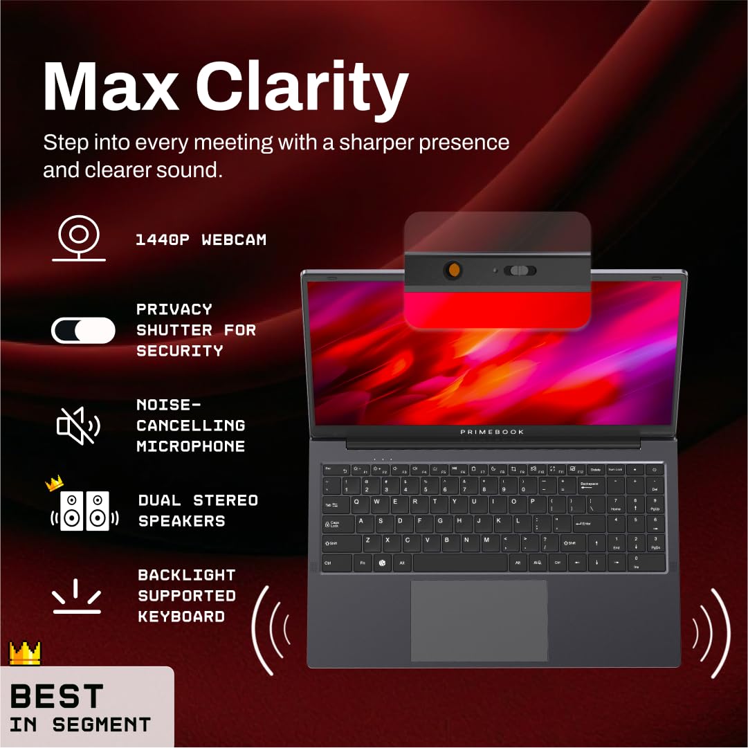 Primebook 2 Max 2025 (New Launch) | 8GB RAM, 256GB UFS Storage | 15.6-Inch Full HD IPS Display | 12hrs Battery | MediaTek Helio G99 | Android 15 (PrimeOS 3.0) | Backlit Keyboard | in-Built AI (Gray) 
