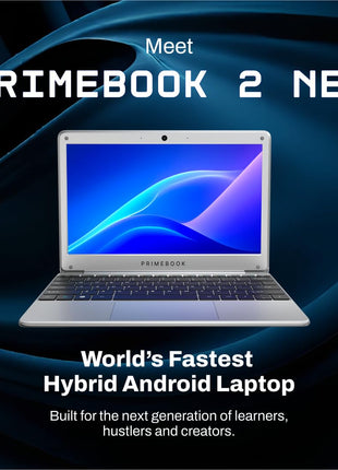 Primebook 2 Neo 2025 (New Launch) | 6GB RAM, 128GB Storage (Upgradable Upto 512GB) | MediaTek Helio G99 | Android 15 (PrimeOS3.0) | in-Built AI | 11.6” Thin & Light Laptop | Type-C, USB, MicroSD Ports 