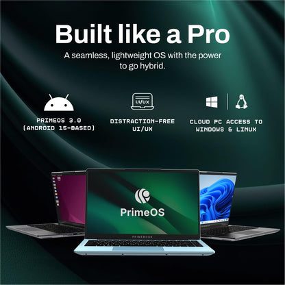 Primebook 2 Pro 2025 (New Launch) | 8GB RAM, 128GB UFS Storage | 14.1-Inch FHD IPS Display | 14 Hours Battery | MediaTek Helio G99 | Android 15 (PrimeOS 3.0) | Backlit Keyboard | in-Built AI | Gray 