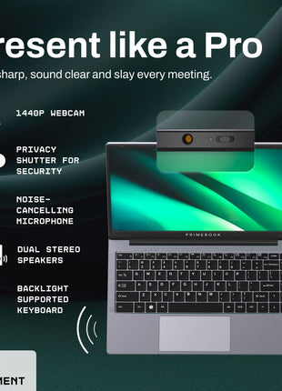 Primebook 2 Pro 2025 (New Launch) | 8GB RAM, 128GB UFS Storage | 14.1-Inch FHD IPS Display | 14 Hours Battery | MediaTek Helio G99 | Android 15 (PrimeOS 3.0) | Backlit Keyboard | in-Built AI (Gray) 