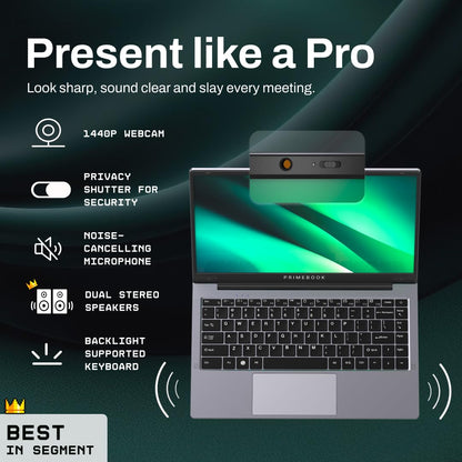 Primebook 2 Pro 2025 (New Launch) | 8GB RAM, 128GB UFS Storage | 14.1-Inch FHD IPS Display | 14 Hours Battery | MediaTek Helio G99 | Android 15 (PrimeOS 3.0) | Backlit Keyboard | in-Built AI (Gray) 