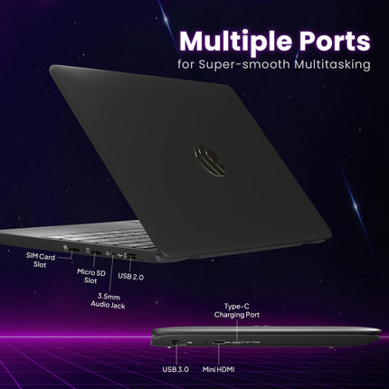 Primebook 4G, 2024(New, WiFi+4G) Android Based MediaTek MT8788 - (PrimeOS) 4G SIM Slot, Thin and Light Laptop (11.6 Inch, 1.065 Kg, Type C, USB, HDMI, MicroSD) (4GB/64GB eMMC Storage, Black) 