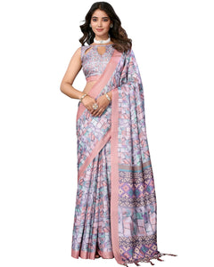 Priyashi Women Mysore Silk Art Silk Cotton Blend Printed Bollywood Saree With Blouse |saree for Women | silk saree | New Sari | Latest Saree_AZ-PY-P1-PUSHPA 09 