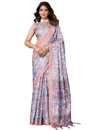 Priyashi Women Mysore Silk Art Silk Cotton Blend Printed Bollywood Saree With Blouse |saree for Women | silk saree | New Sari | Latest Saree_AZ-PY-P1-PUSHPA 09 