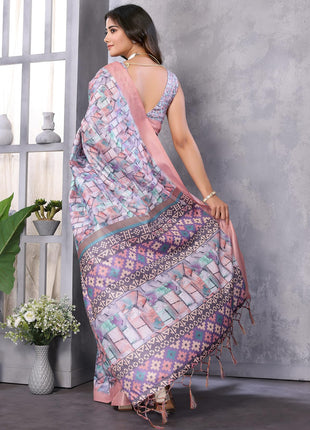 Priyashi Women Mysore Silk Art Silk Cotton Blend Printed Bollywood Saree With Blouse |saree for Women | silk saree | New Sari | Latest Saree_AZ-PY-P1-PUSHPA 09 