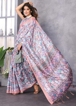 Priyashi Women Mysore Silk Art Silk Cotton Blend Printed Bollywood Saree With Blouse |saree for Women | silk saree | New Sari | Latest Saree_AZ-PY-P1-PUSHPA 09 