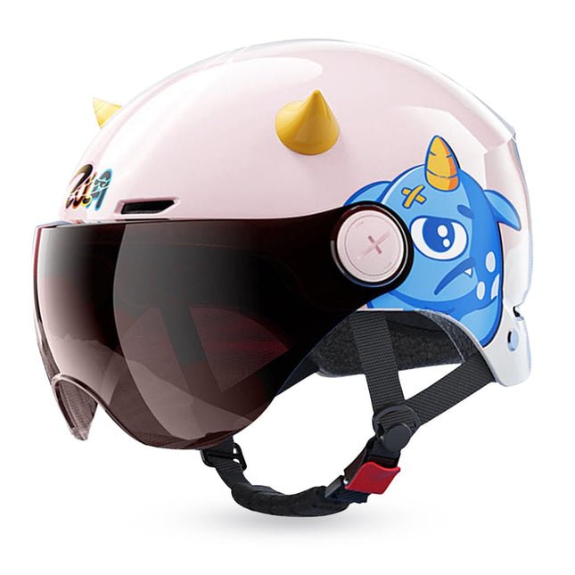 Proberos® Kids Bike Helmet 3D Cartoon, Adjustable Chin Strap, Cushioned Lining, Safety Helmet for Boys & Girls Ages 4-15, Removable Ear Pads, Anti-Glare Visor for Bike & Scooter 