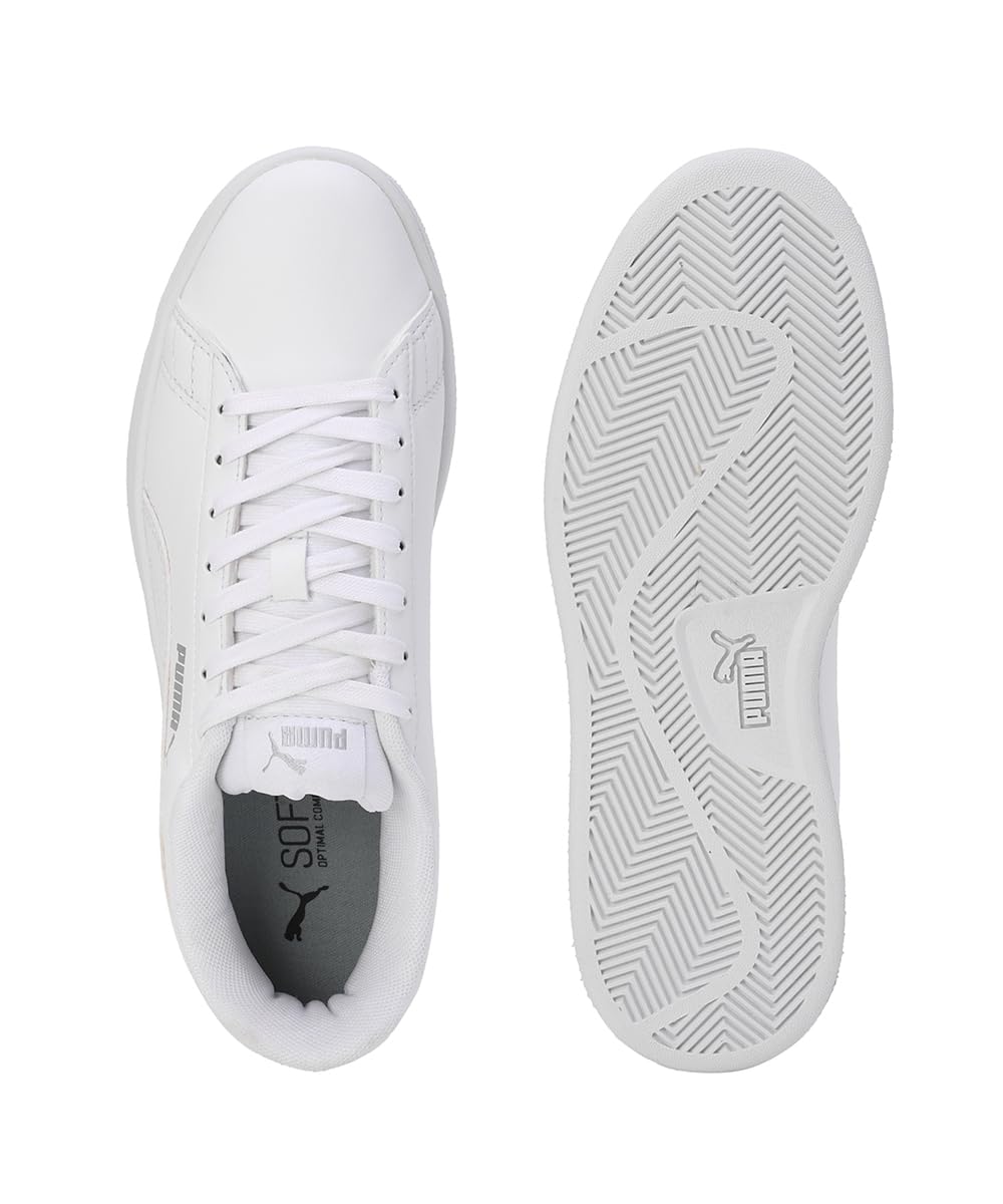 Puma Unisex-Adult Smashic White-Matte Silver Sneaker - 7UK (39437102) 