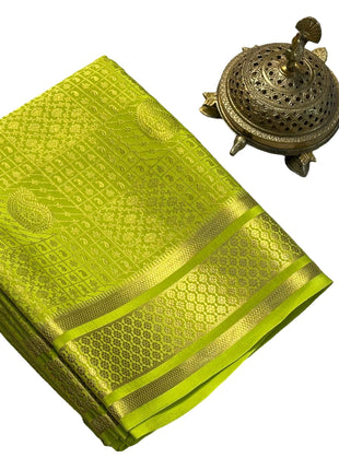 Pure Brocade Mysore Silk Sarees, Jacquard Blouse, Green Saree 