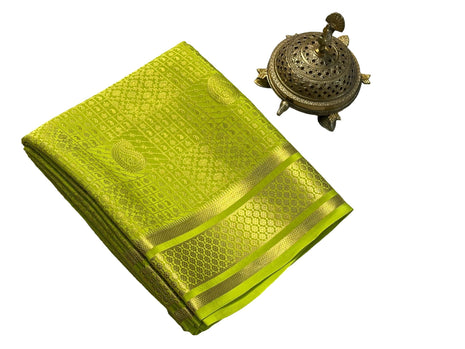 Pure Brocade Mysore Silk Sarees, Jacquard Blouse, Green Saree 