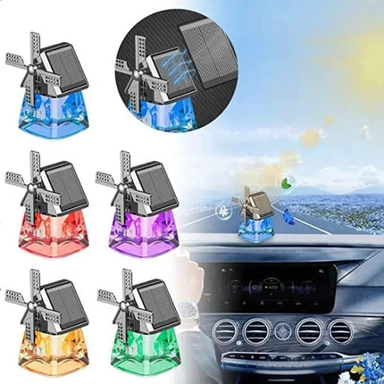 QAWACHH Windmill Dual Solar Panel Car Aroma Perfume with Rotating fan All Cars 