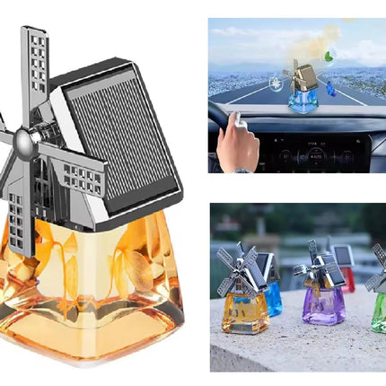 QAWACHH Windmill Dual Solar Panel Car Aroma Perfume with Rotating fan All Cars 