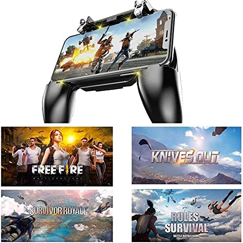 QIWA Mobile Game Controller for PUBG Mobile Controller L1R1 Mobile Game Trigger Joystick Gamepad Compatible with iOS & Android Phone [video game] 