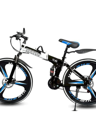 QUESEC BMV Foldable Bike 21-Speed Gears for Urban Commuters - Cycle for Adults, Gear Cycle for Boys Dual Disc Brakes Hydraulic Suspension Strong Carbon Steel Frame Bicycle for Men Adult and Teens 