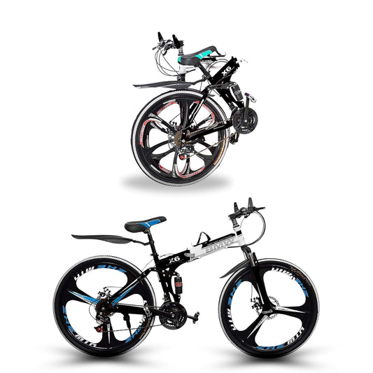 QUESEC BMV Foldable Bike 21-Speed Gears for Urban Commuters - Cycle for Adults, Gear Cycle for Boys Dual Disc Brakes Hydraulic Suspension Strong Carbon Steel Frame Bicycle for Men Adult and Teens 