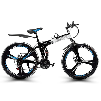 QUESEC BMV Foldable Bike 21-Speed Gears for Urban Commuters - Cycle for Adults, Gear Cycle for Boys Dual Disc Brakes Hydraulic Suspension Strong Carbon Steel Frame Bicycle for Men Adult and Teens 