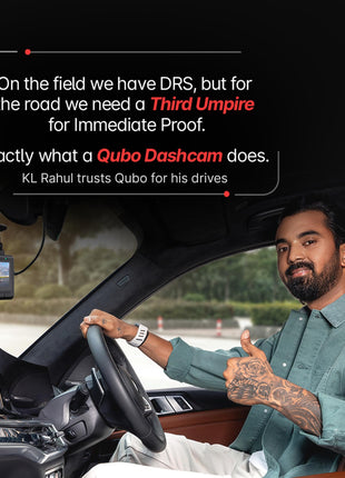 Qubo Car Dashcam Pro 2.7K | Dual Channel | Hero Group | NightPulse Vision | 5MP QHD+ Front (140°), 2MP FHD Rear | G-Sensor | 2" LCD | Built-in GPS, Wi-Fi, Mic | App | Up to 1TB Storage| Made in India 