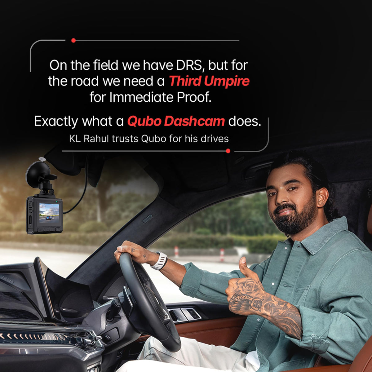 Qubo Car Dashcam Pro 2.7K | Dual Channel | Hero Group | NightPulse Vision | 5MP QHD+ Front (140°), 2MP FHD Rear | G-Sensor | 2" LCD | Built-in GPS, Wi-Fi, Mic | App | Up to 1TB Storage| Made in India 