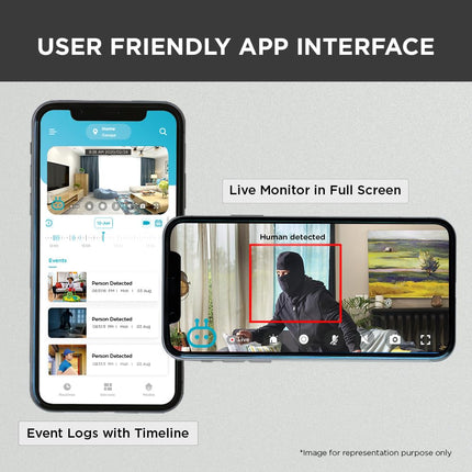 Qubo Smart 360° 2MP [1080p] Wi-Fi Security Camera | Indoor CCTV Cam for Home | AI Person Detection | Automatic Alarm | App Alerts | NightPulse Vision | SD & Cloud Storage | Made in India 