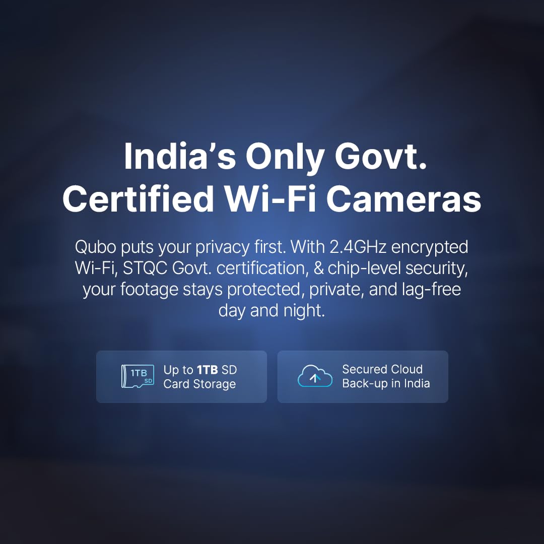 Qubo Smart 360° 3MP [2K] Wi-Fi Security Camera [Model 2.0] by Hero Group | Indoor CCTV Cam for Home | AI Person Detection | Auto-Alarm | App Alerts| NightPulse Vision| SD&Cloud Storage | Made in India 