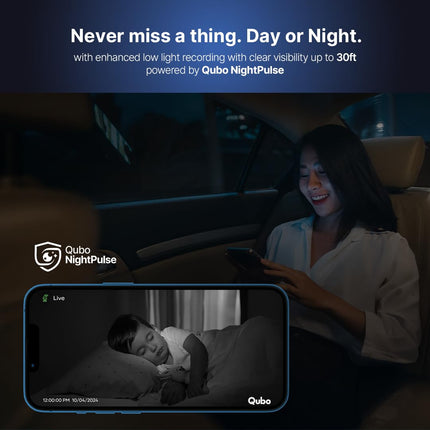 Qubo Smart 360° 3MP [2K] Wi-Fi Security Camera [Model 2.0] by Hero Group | Indoor CCTV Cam for Home | AI Person Detection | Auto-Alarm | App Alerts| NightPulse Vision| SD&Cloud Storage | Made in India 