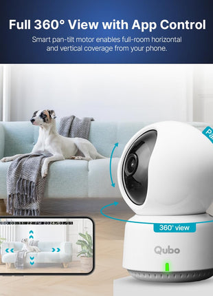 Qubo Smart 360° 3MP [2K] Wi-Fi Security Camera [Model 2.0] by Hero Group | Indoor CCTV Cam for Home | AI Person Detection | Auto-Alarm | App Alerts| NightPulse Vision| SD&Cloud Storage | Made in India 