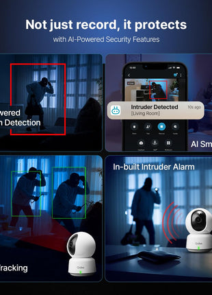Qubo Smart 360° 3MP [2K] Wi-Fi Security Camera [Model 2.0] by Hero Group | Indoor CCTV Cam for Home | AI Person Detection | Auto-Alarm | App Alerts| NightPulse Vision| SD&Cloud Storage | Made in India 