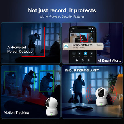 Qubo Smart 360° 3MP [2K] Wi-Fi Security Camera [Model 2.0] by Hero Group | Indoor CCTV Cam for Home | AI Person Detection | Auto-Alarm | App Alerts| NightPulse Vision| SD&Cloud Storage | Made in India 