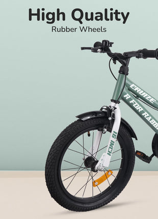 R for Rabbit Cruize Bicycle for Kids 16T Inch Cycle with Training Wheels for 4 to 7 Years Baby Boys & Girls of Upto 40 Kgs Weight Capacity - 90% Installed (Olive Green),Rigid 