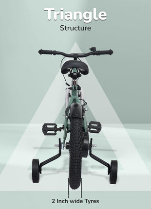 R for Rabbit Cruize Bicycle for Kids 16T Inch Cycle with Training Wheels for 4 to 7 Years Baby Boys & Girls of Upto 40 Kgs Weight Capacity - 90% Installed (Olive Green),Rigid 