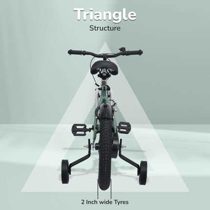 R for Rabbit Cruize Bicycle for Kids 16T Inch Cycle with Training Wheels for 4 to 7 Years Baby Boys & Girls of Upto 40 Kgs Weight Capacity - 90% Installed (Olive Green),Rigid 