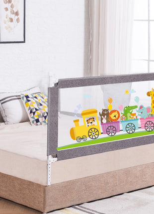 R for Rabbit Safari Baby Bed Rail, (Pack of 1) One Side Bed Protector 177 x 100 cm, Anti-Fall Safeguard Toddler Safety, Adjustable Height & Foldable with Storage Pocket for Kids 5.8 x 3 ft(Grey) 