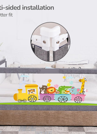 R for Rabbit Safari Baby Bed Rail, (Pack of 1) One Side Bed Protector 177 x 100 cm, Anti-Fall Safeguard Toddler Safety, Adjustable Height & Foldable with Storage Pocket for Kids 5.8 x 3 ft(Grey) 