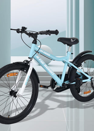 R for Rabbit Vroom Bicycle for Kids Cycle 20T Inches for 7 to 10 Years Boys & Girls with Training Wheels | 90% Installed | Upto 50 Kgs Weight Capacity (Lake Blue) 