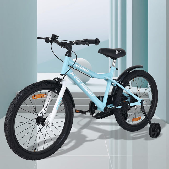 R for Rabbit Vroom Bicycle for Kids Cycle 20T Inches for 7 to 10 Years Boys & Girls with Training Wheels | 90% Installed | Upto 50 Kgs Weight Capacity (Lake Blue) 