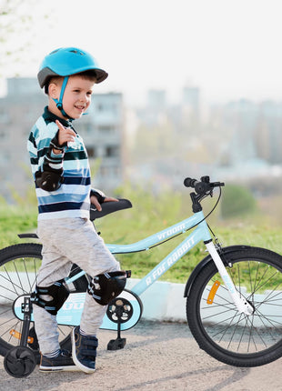 R for Rabbit Vroom Bicycle for Kids Cycle 20T Inches for 7 to 10 Years Boys & Girls with Training Wheels | 90% Installed | Upto 50 Kgs Weight Capacity (Lake Blue) 