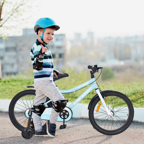 R for Rabbit Vroom Bicycle for Kids Cycle 20T Inches for 7 to 10 Years Boys & Girls with Training Wheels | 90% Installed | Upto 50 Kgs Weight Capacity (Lake Blue) 