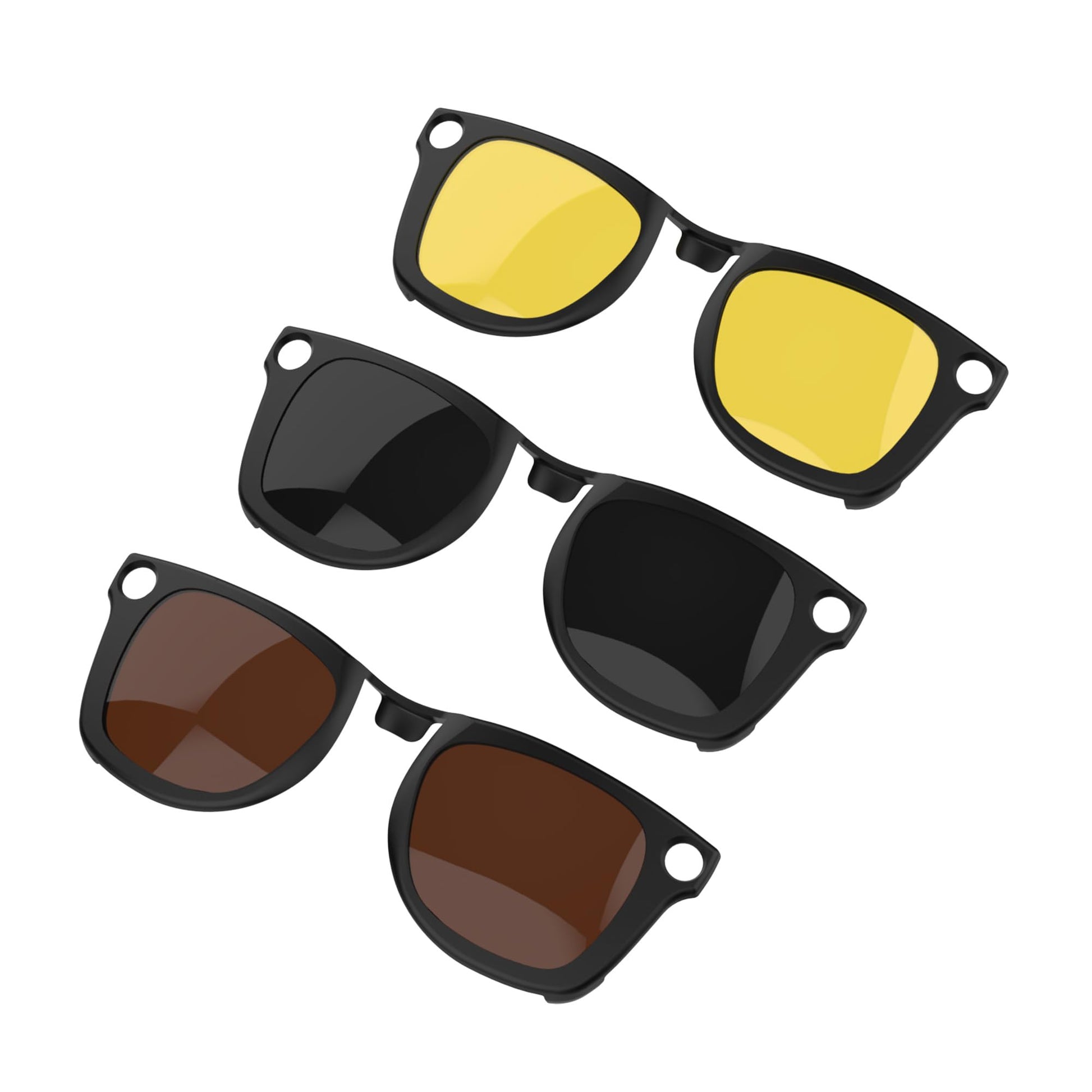 RCstyle Compatible With Ray-Ban Meta Wayfarer(Standard) Smart Glasses Color Changing Clip Set 50-22 Size M(Brown, Night Vision Yellow, Black) 