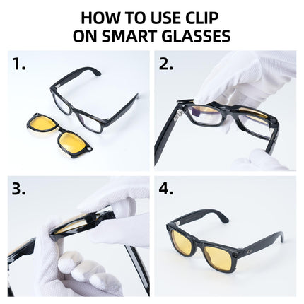 RCstyle Compatible With Ray-Ban Meta Wayfarer(Standard) Smart Glasses Color Changing Clip Set 50-22 Size M(Brown, Night Vision Yellow, Black) 