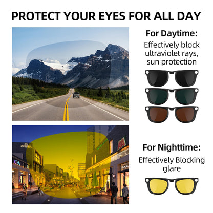 RCstyle Compatible With Ray-Ban Meta Wayfarer(Standard) Smart Glasses Color Changing Clip Set 50-22 Size M(Brown, Night Vision Yellow, Black) 