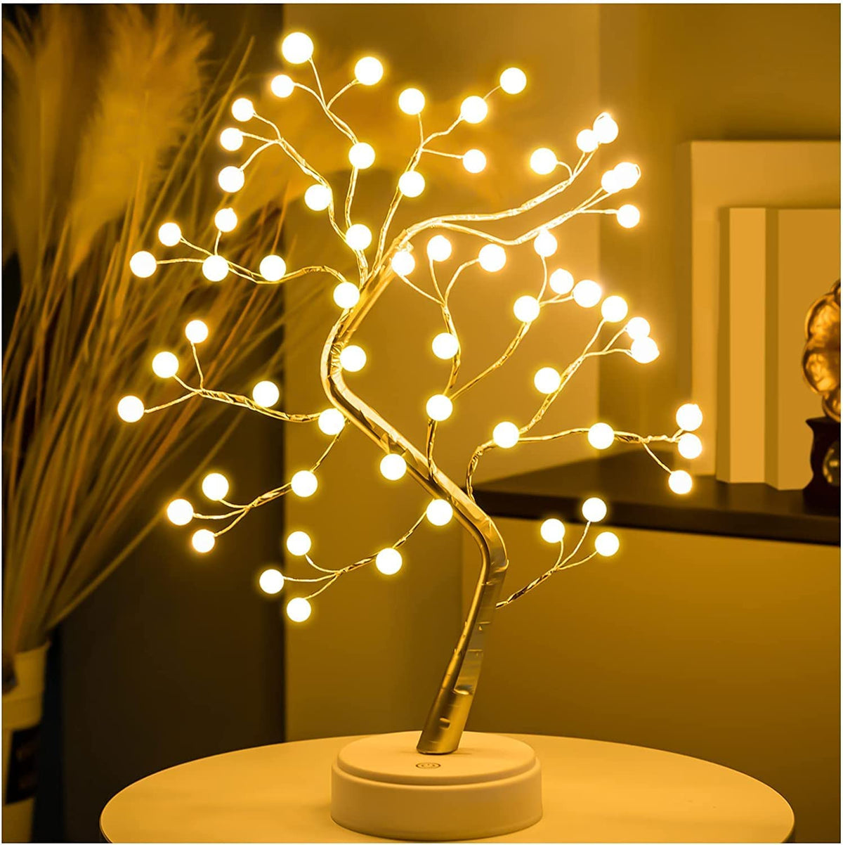 REFULGIX 36 LED Pearl Bonsai Tree Lamp with Touch Switch | USB & Battery Operated Decorative Light for Home, Bedroom, Festival, Gift Use (Warm White, Pack of 1) 