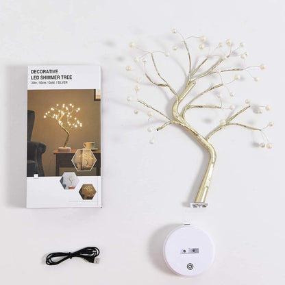 REFULGIX 36 LED Pearl Bonsai Tree Lamp with Touch Switch | USB & Battery Operated Decorative Light for Home, Bedroom, Festival, Gift Use (Warm White, Pack of 1) 