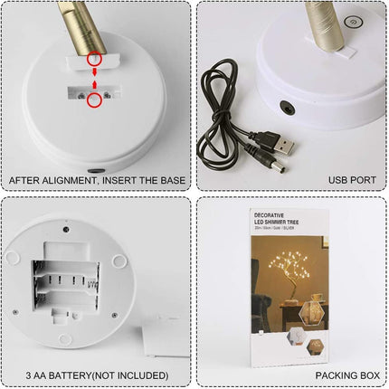 REFULGIX 36 LED Pearl Bonsai Tree Lamp with Touch Switch | USB & Battery Operated Decorative Light for Home, Bedroom, Festival, Gift Use (Warm White, Pack of 1) 