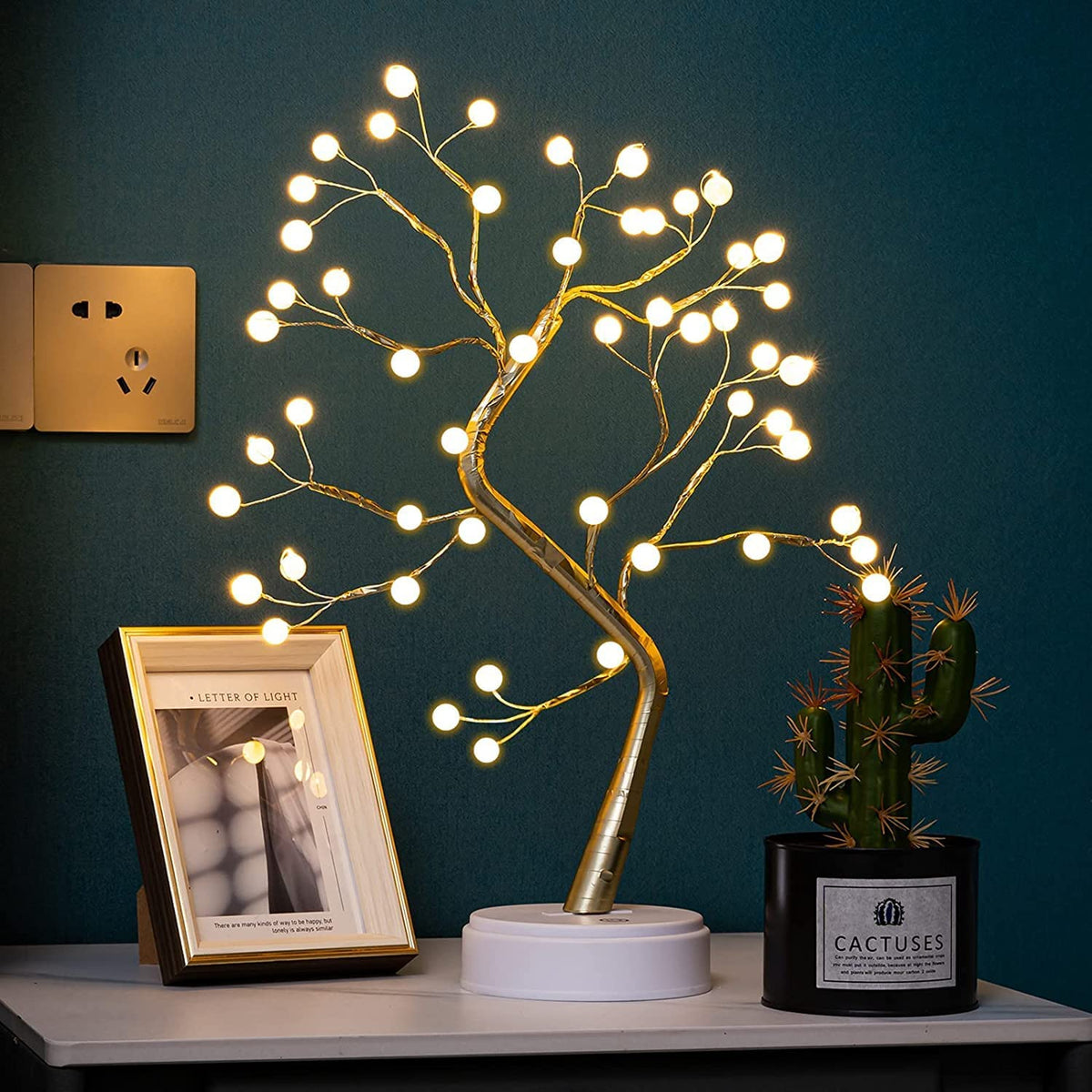 REFULGIX 36 LED Pearl Bonsai Tree Lamp with Touch Switch | USB & Battery Operated Decorative Light for Home, Bedroom, Festival, Gift Use (Warm White, Pack of 1) 