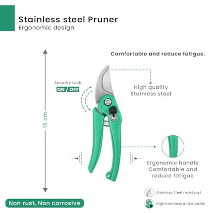 RERANT Hand Pruner Cutter - 1 Pc, Heavy Duty Gardening Tools Grass Cutter, Plant Cutter for Home Garden, Wood Branch Trimmer, Garden Tools Grass Cutting Accessories (Steel Blades, Assorted) 