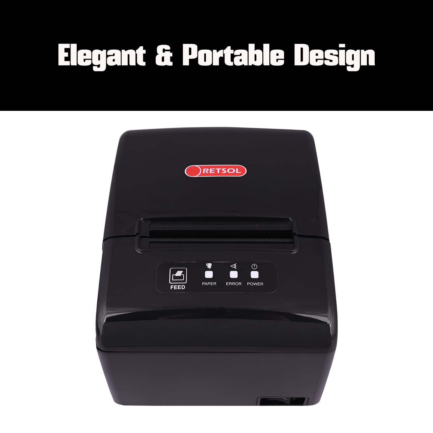 RETSOL RTP-82UE 200mm Thermal Receipt Printer with LAN Interface & USB Connectivity Monochrome Desktop Barcode Printing and Label Printing Compatible with Windows & Linux (1 Pc) 